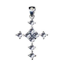 51034 Cross Pendant Real Silver 925 with Zirconia Art Nouveau Design Stone Colour: Clear White, Sterling silver 925, zirconia stones, Zirconia crystal rhinestone