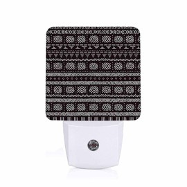Jahiona LED Night Light Lamp with Smart Sensor Dusk to Dawn Sensor,Mudcloth African Abstract Night Light Daylight White,0.5W Plug-into Wall for Adults,Bedroom,Bathroom,Hallway,Kitchen