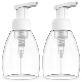 BRIGHTFROM Foaming Soap Dispenser Pump Bottles, BPA Free Empty Refillable Plastic Container for Liquid Soap - Kitchen, Bathroom, Commercial - 8oz (250ml) Pack of 2 Clear