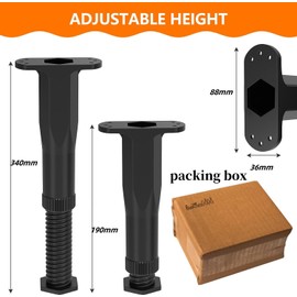 Adjustable Height Center Support for Bed Frame, Bed Support Legs, Bed Frame Center Support for Furniture (4Pcs) (19.5-34 CM)