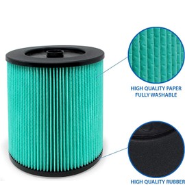 17912 & 9-17912 HEPA Vacuum Filter Compatible with Craftsman, Filter No.9-17912 fits 5, 6,8,9,12,14,16 and 32 gal vacs or larger made after 1988