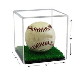 Better Display Cases Clear Acrylic Baseball or Tennis Ball Display Case with Turf Base (A057/B23)