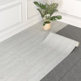 WIFEA Self Adhesive Vinyl Flooring Roll 23.6"x 393"/64 Sq.Ft Wood Grain Peel Stick Floor Tiles, Wear-Resistant and Waterproof Vinyl Plank Flooring for Bedroom Living Room Office Balcony RV Beige Grey