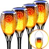 LazyBuddy 4 Pack Solar Tiki Torch Lights Outdoor Waterproof -