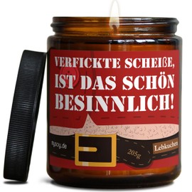 Lustige Weihnachts Duftkerze mit Spruch zu Weihnachten | Handgemacht in Berlin | In Geschenkbox | Originelle & Freche Weihnachts Geschenk Kerze Idee Deko Tischdeko Dekoration |Lebkuchen