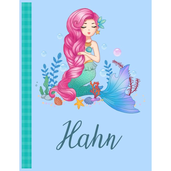Hahn: Personalized Mermaid Handwriting Notebook Blue Color With Blue Name