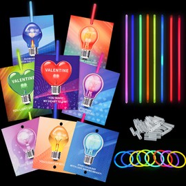 Giiffu Valentines Day Cards for Kids, 36 Pack Valentine Glow Sticks Card, Valentine's Day Party Favors Supplies for Boys Girls School Classroom Exchange Card