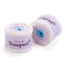 Yarn Art Bouquet Pure Cotton Yarn - 546 yds 8.80 Oz Multicolor Marbled Cotton Yarn - Rainbow Crochet for All Season Projects -%100 Cotton Fine(3) - (1 Skein) (709)