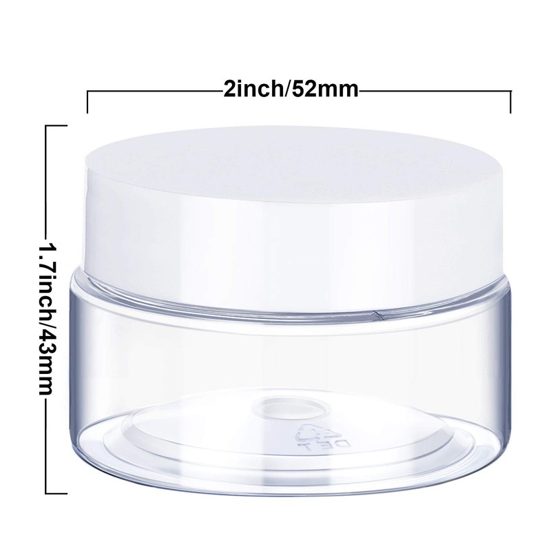 6 Pack 2 oz Plastic Pot Jars Round Clear Leak