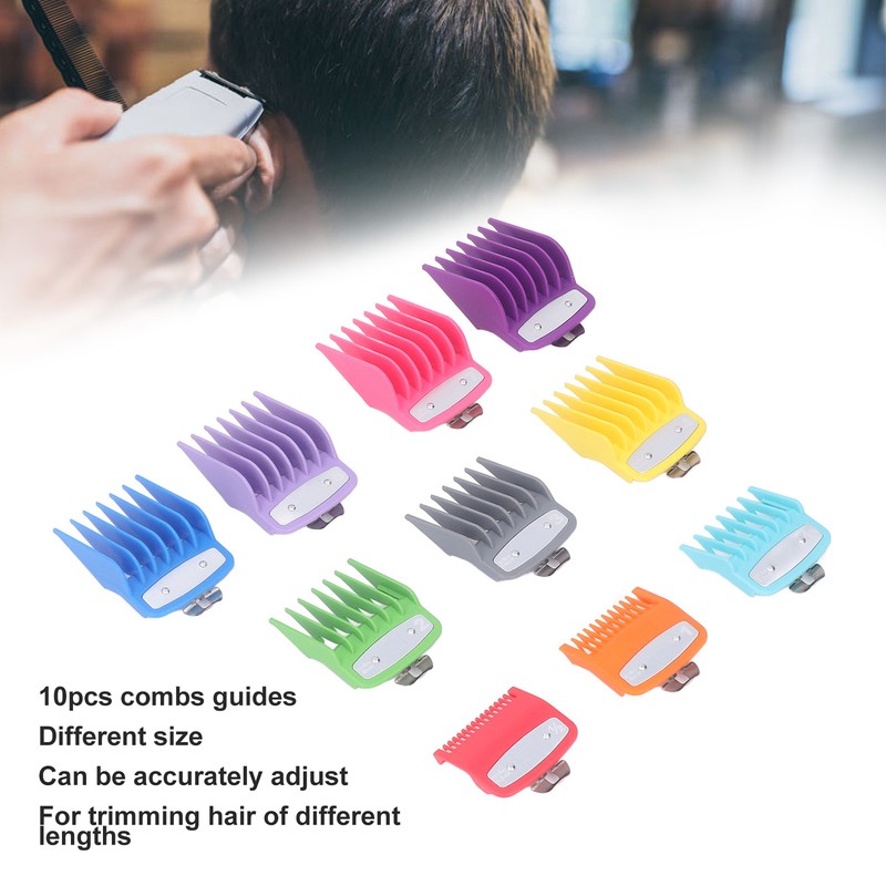 10 Sizes Hair Clipper Combs Guides Professional Colorful Number Coded