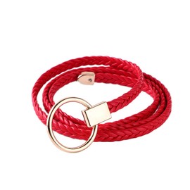 NUREINSS Women's Braided Belt Thin Woven Belt Thin Belt Waistband 1 cm Wide, red