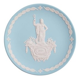 Wedgwood Earplate 2024 Version, Jasper, 6.7 inches (17 cm), Olympus Zodiac Poseidon, Pale Turquoise 1067342