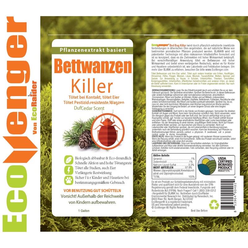 EcoRaider Bed Bug Killer Spray 1 Gallon Jug, Green +