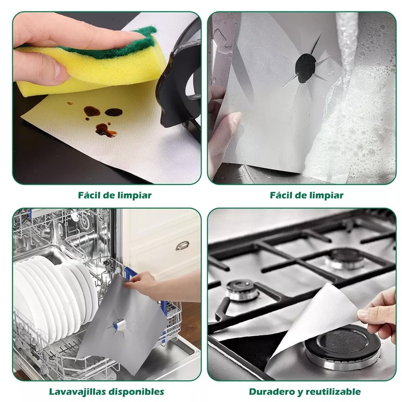 Lecute 6 Protector De Estufa Quemadores Lavables De Teflón Reutilizables