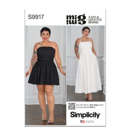 Simplicity Misses' Belt and Full Skirt Dresses Sewing Pattern Packet by Mimi G Style, Design Code S9917, Sizes 18-20-22-24-26, Multicolor