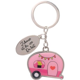 GRUSS & CO Couple Keyring "Caravan" | Pendant Set, Two Pendants with Key Ring, 8 cm x 5 cm | Gift for Two, for Couples | 46754