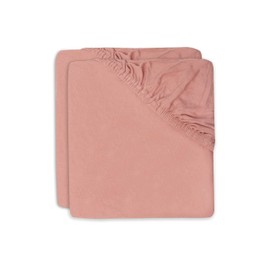 Jollein Spannbettlaken Jersey - Für Wiegen - Rosewood - 2er Pack - 40/50x80/90cm - 100% Baumwolle - Spannbetttuch - Altrosa