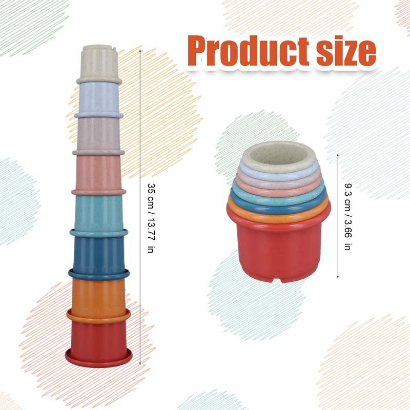 Pack of 8 Stacking Cups Rabbits, Multicoloured, Reusable Bunny Guinea