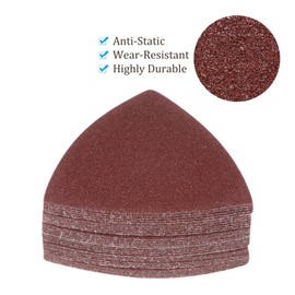 Kozelo 120pcs Mouse Sander Detail Sandpaper - [ 80 Grit, 3-1/8" ] Triangle Hook and Loop Assorted Sanding Pads Sheet for Wood Furniture Polishing Use | Aluminum Oxide Sandpaper