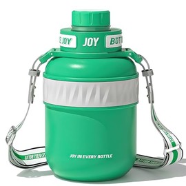 BOTTLE JOY Stainless-Steel Water Bottle: Leakproof Lid, Perfect Sip, Double Insulated, Eco-Friendly, Dishwasher Safe & Stylish Strap (Sea Turtle, 32 oz)