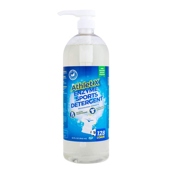 AthletX Enzyme Sports Laundry Detergent Liquid - 128 Loads - USA Made - 32oz
