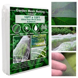 Garden Netting, Plant Covers 10x33Ft Net Ultra Fine Mesh Protection Netting for Vegetable Plants Fruits Flowers Crops Greenhouse Row Cover Raised Bed Barrier Screen Protection Net Cover | FARAER