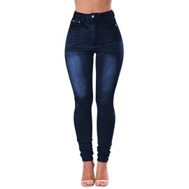 Women's High Waisted Jeans for Women Distressed Stretch Jeans for Women Ripped Butt Lift Jeans Denim Pants Blue, Size 12