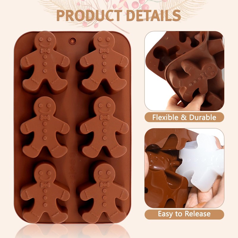 Meltset Silicone Baking Mold Gingerbread Man Chocolate Mold DIY Soap