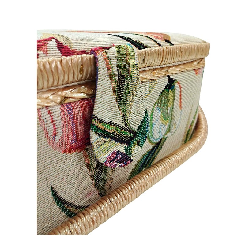 Small Sewing Box Fabric Covered Sewing Box with Compartments Sewing