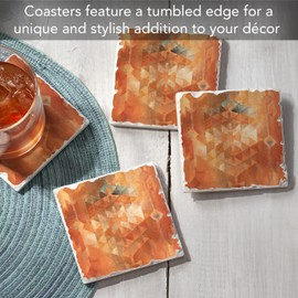 Thirstystone Desert Sunset 4-Pack Tumbled Tile Stone Coasters with Protective Cork Backing Manufactured in The USA