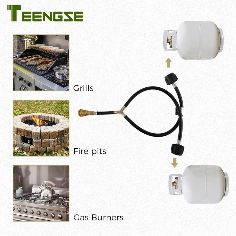 Y Shape Propane Splitter Hose QCC1 Inlet & POL/QCC Outlet