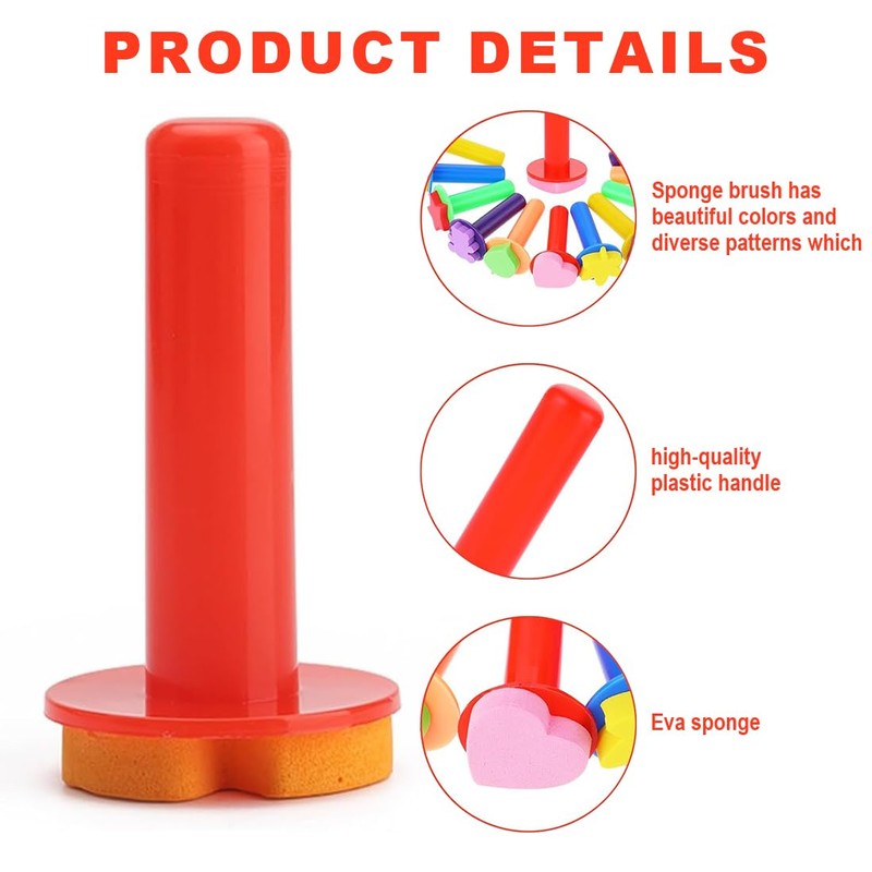 MOLIMOLI 12pcs Sponge Brush Set Foam Brush Sponge Stamp Painting
