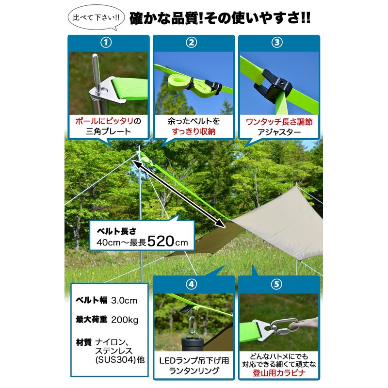 REVOR (リボル) Rust-Resistant Small Riverbank Tarp Extension Belt, One-Touch, Load