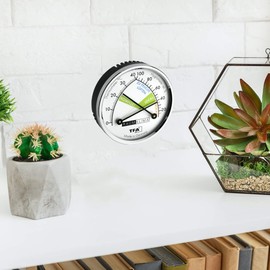 TFA Dostmann Thermo Analogue Thermometer Hygrometer with Metal Ring, Humidity Meter, Multicoloured, L 71 x W 23 x H 71 mm,45.2024