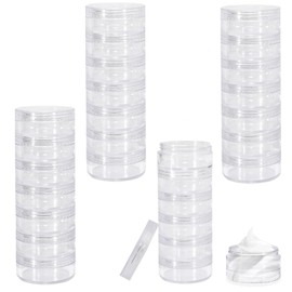 LELE LIFE 28Pcs Stackable Travel Containers for Creams, 0.35oz Leakproof Sample Containers Cosmetic Jars, Small Containers with Lids and Labels for Lotion Lip Balm Skincare Makeup