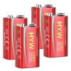Fitinoch 4 Pack 9 Volt Alkaline Batteries, Long-Lasting 9V Battery