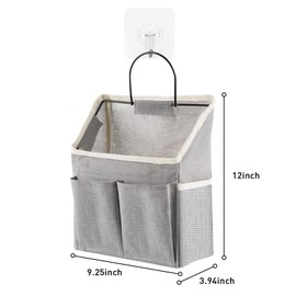Voittozege 4 Pcs Wall Hanging Storage Bags Wall Hanging Organizer Bag with 8 Pcs Sticky Hooks Waterproof Over The Door Closet Hanging Storage Basket for Bathroom Kitchen Dormitory (2 White+2 Grey)