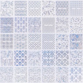 30 Sheets Auora Nail Art Stickers Lace Flower Nail Stickers 3D Self Adhesive Luxury Floral Nail Decals Hollow Nail Art Design Decoration Accessories for Women DIY Acyrlic Nails