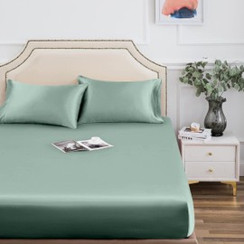 THE LINEN COMPANY Bamboo Only Fitted Sheet Set of 1 Pc 100% Organic, Natural, Softest, 300 Thread Count Cooling Like Silk (Twin XL, Aqua)