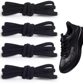 TAIXING 2 Paar Elastische Schnürsenkel, Runde Schnürsenkel Elastisch Schuhbänder Ø5 mm, Schnürsenkel Schwarz für Arbeitsschuhe Outdoorschuhe Wanderschuhe Trekkingschuhe, 100cm