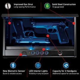 SentrySafe QAP2BLX Quick Access Pistol Safe, New Version: 2 Gun Capacity & Interior Light
