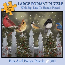 Bits and Pieces - 300 Large Piece Jigsaw Puzzle for Adults - Winter Perch, Birds in The Snow - by Artist William Vanderdasson - 300 pc Jigsaw