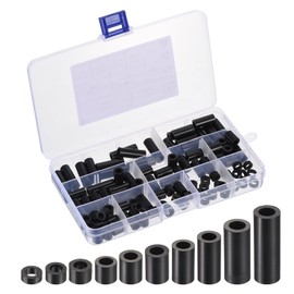 PATIKIL M5 Nylon Spacer Set, 100 Pieces Non-Thread Spacers Made of ABS Round Spacers for Circuit Boards, Circuits, Switches and Sockets, Black