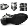 Perphy Platform Lace Up Chunky Heel Plaid Printed Black Ankle