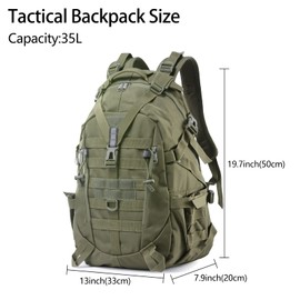 Long Keeper 35L Tactical Backpack - Military Army Backpack Water Resistant, Hiking Camping Cycling Travel Backpack Outdoor Molle Rucksack for Men Women