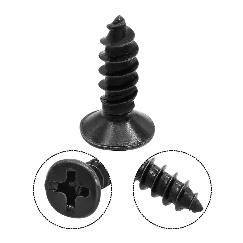 Biaungdo #6 X 1/2'' Black Oxide Coated Carbon Steel Flat