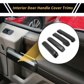 REPAIROCK 1 Set Interior Door Handle Cover Trims for Ford F-150 2015-2020 Inside Door Handle Cover Protector Carbon Fiber ABS Black