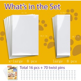 Cat Scratch Furniture Protector 16 Pack Single-Sided, Heavy-Duty Self-Adhesive Tape, No-Residue for Couch, Doors & Walls - with 70 Twist Pins