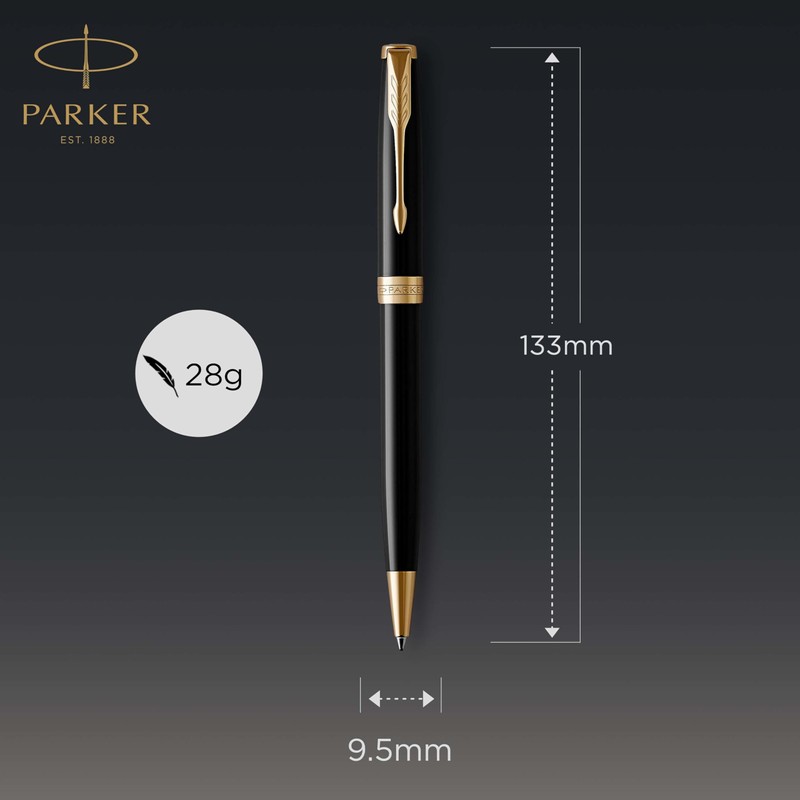 Parker Sonnet Ballpoint Pen | Black Lacquer with Gold Trim