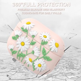 AIRSPO AirPods Pro 2nd Generation Case Cover with Cleaner Kit, Flower Engraved Case for AirPod Pro 2nd 1st Generation Charging Case with Lanyard (2023/2022), Pink